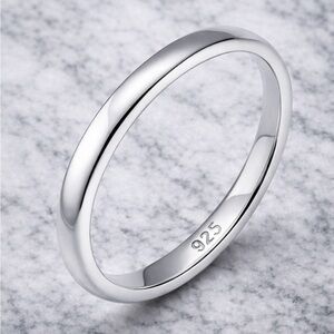2MM 925 Sterling Silver Dome Wedding Band Ring High Polish Plain Stackable